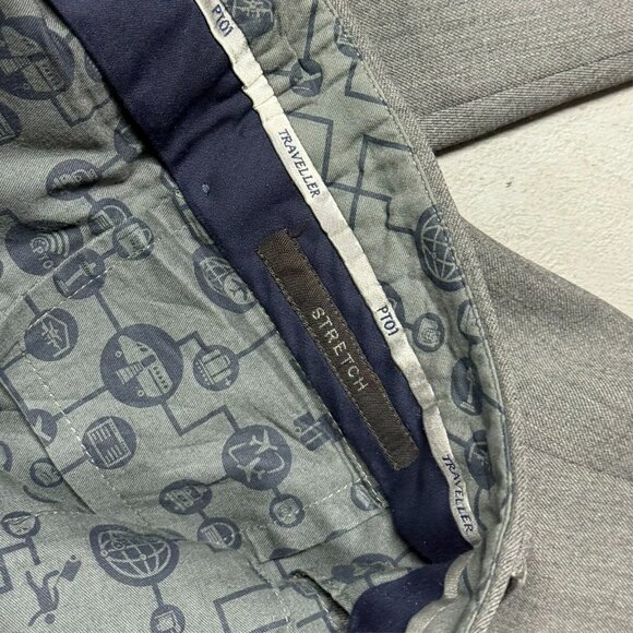 PT01 Traveller Dress Pants Grey Wool Trousers Slim Fit Stretch 32x29 - Picture 8 of 13